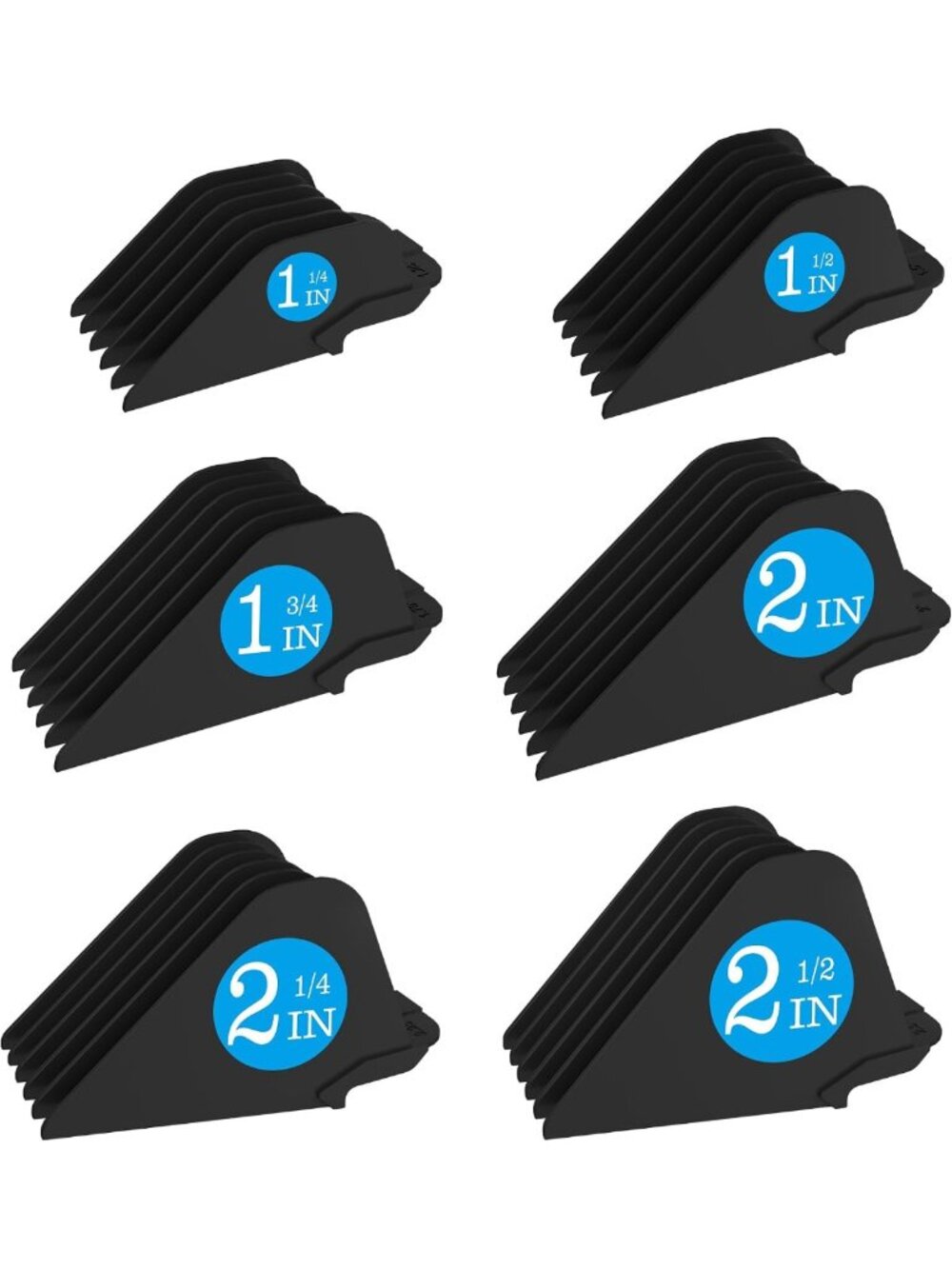 Universal Hair Clipper Guards Set - 6 Extra Long Attachments, Multiple Sizes